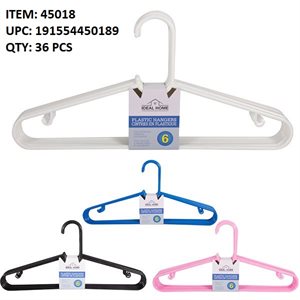 PLASTIC HANGERS 6PK ASST,