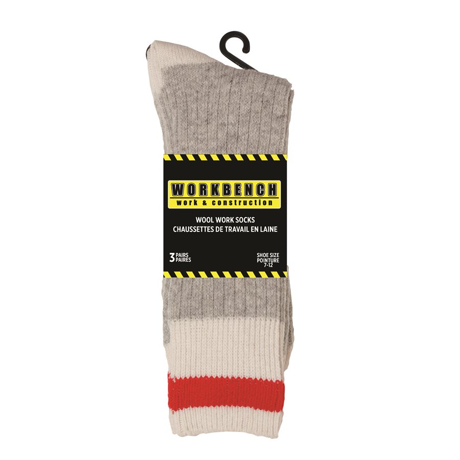 MEN 3PR GREY WOOL WORK SOCKS