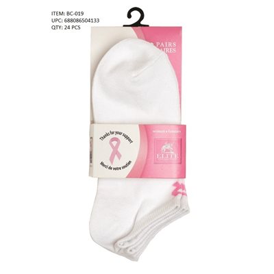 FEMME 3PR SOCQUETTES AVEC RUBAN ROSE BLANC