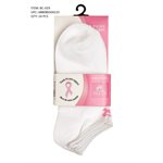 FEMME 3PR SOCQUETTES AVEC RUBAN ROSE BLANC