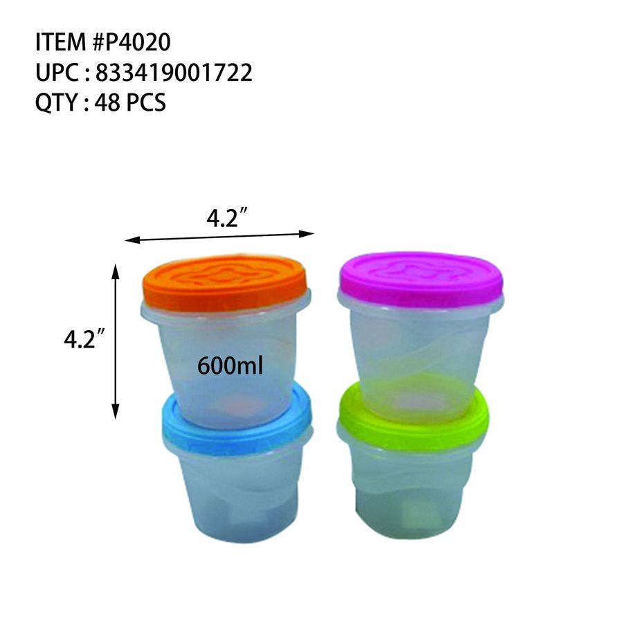 SCREW TOP CONTAINER 600ML ASST.